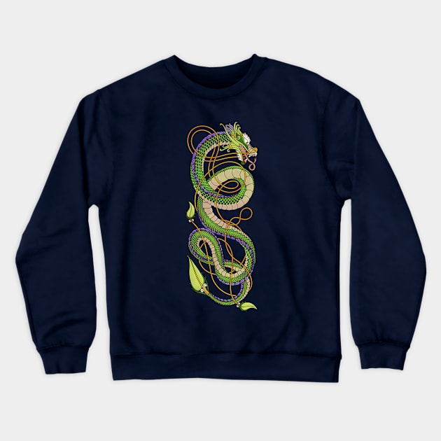 Nordic-Asian Green Dragon Crewneck Sweatshirt by Art of Arklin